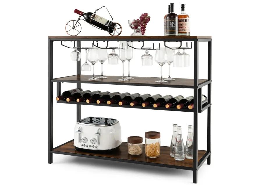 Wine Rack Table With 4 Rows of Glass Holders