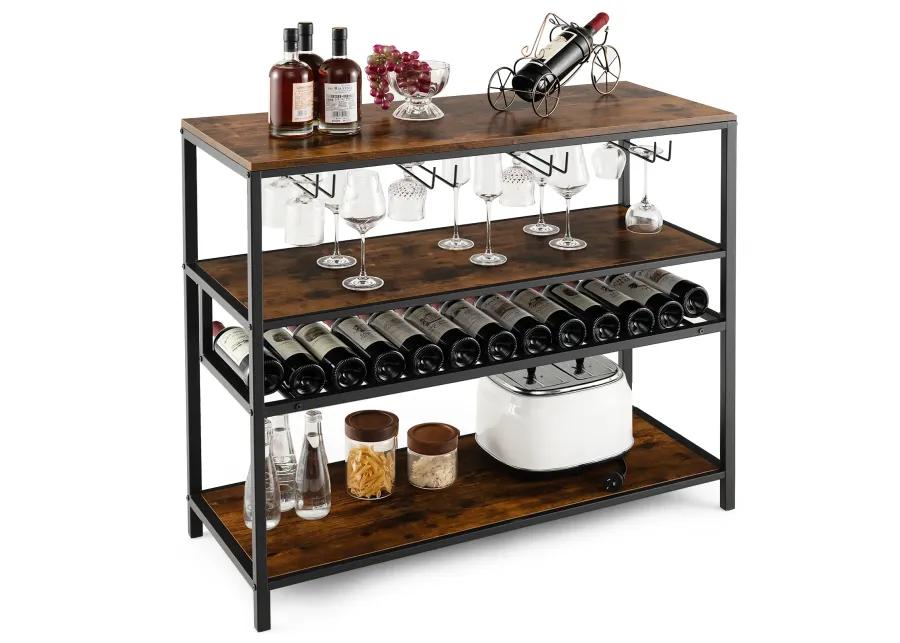 Wine Rack Table With 4 Rows of Glass Holders