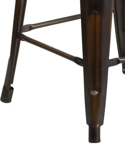 Flash Furniture Commercial Grade 24" High Backless Distressed Copper Metal Indoor-Outdoor Counter Height Stool