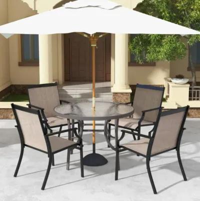 Hivvago 4 Piece Patio Dining Chairs Large Outdoor Chairs with Breathable Seat and Metal Frame