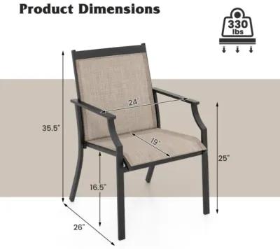 Hivvago 4 Piece Patio Dining Chairs Large Outdoor Chairs with Breathable Seat and Metal Frame