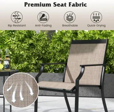 Hivvago 4 Piece Patio Dining Chairs Large Outdoor Chairs with Breathable Seat and Metal Frame