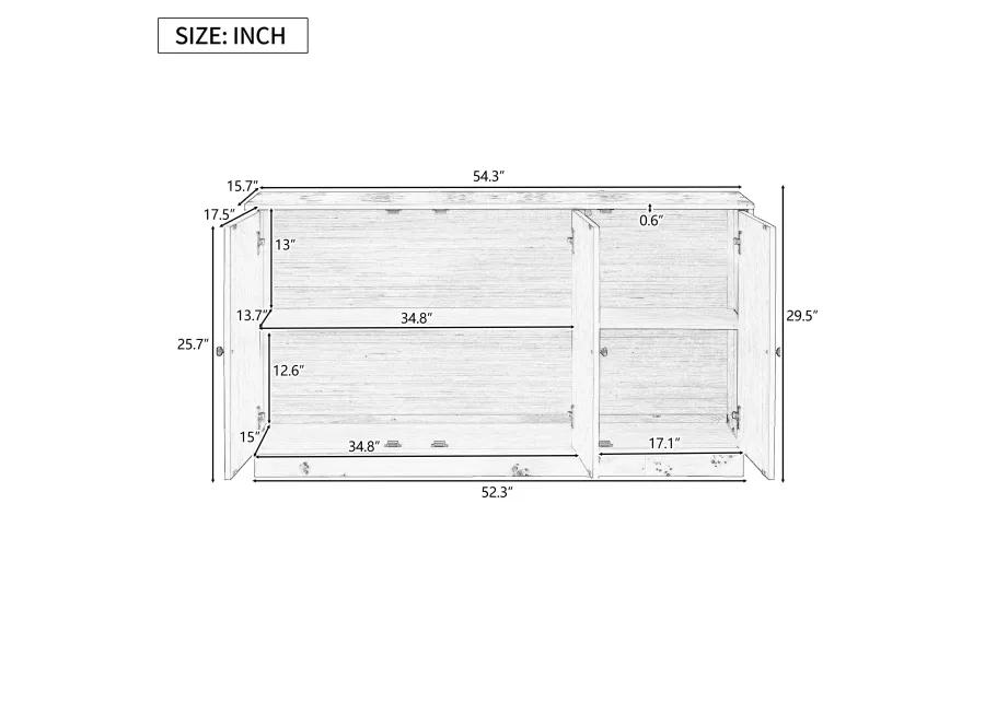 Merax Wood Pattern Storage Cabinet with 3 Doors