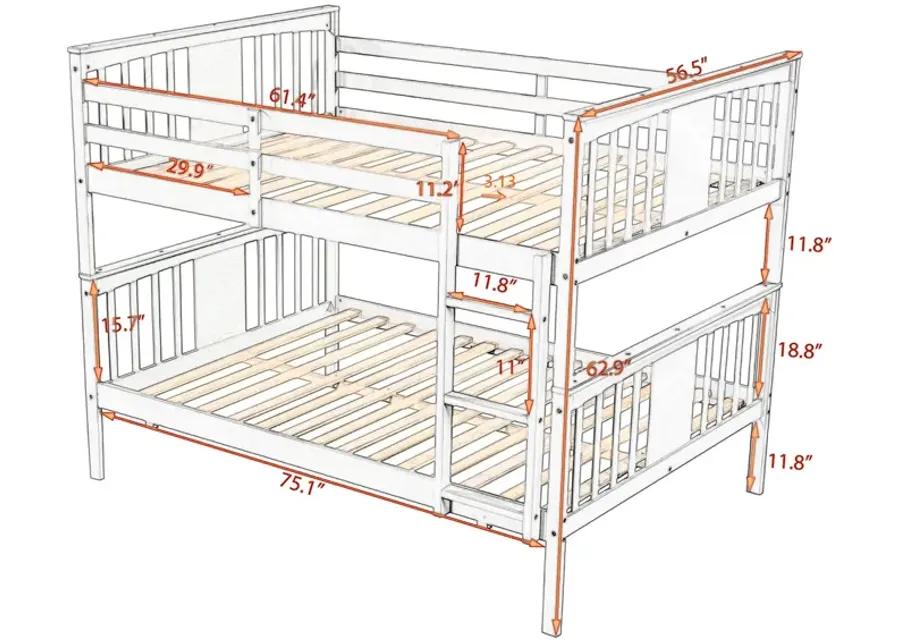 Full Over Full Bunk Bed With Ladder For Bedroom, Guest Room Furniture