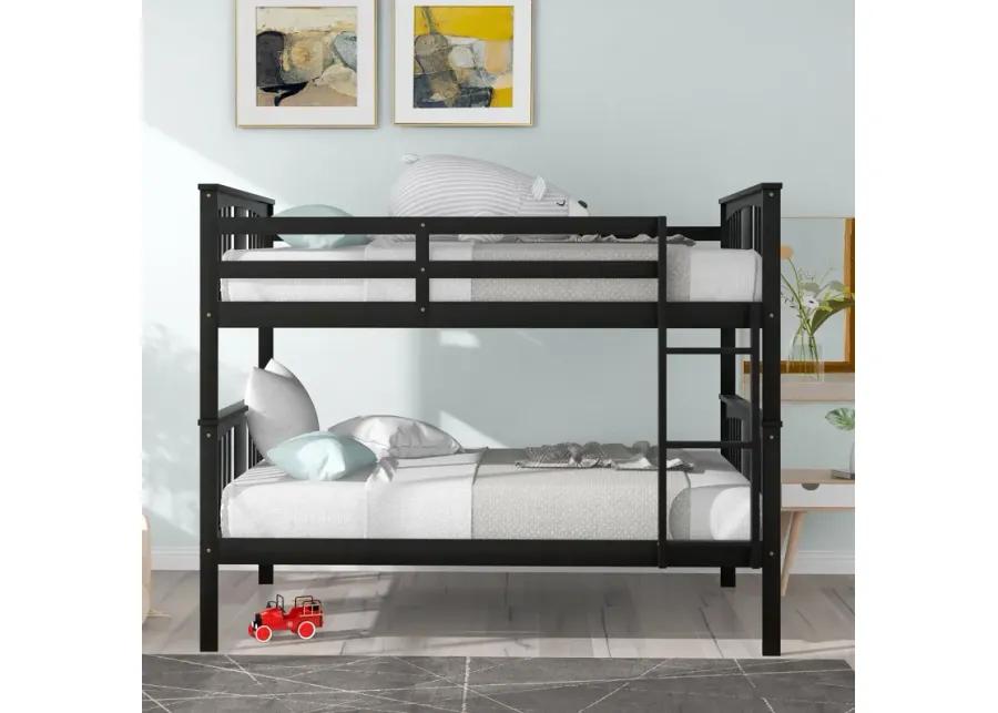 Full Over Full Bunk Bed With Ladder For Bedroom, Guest Room Furniture