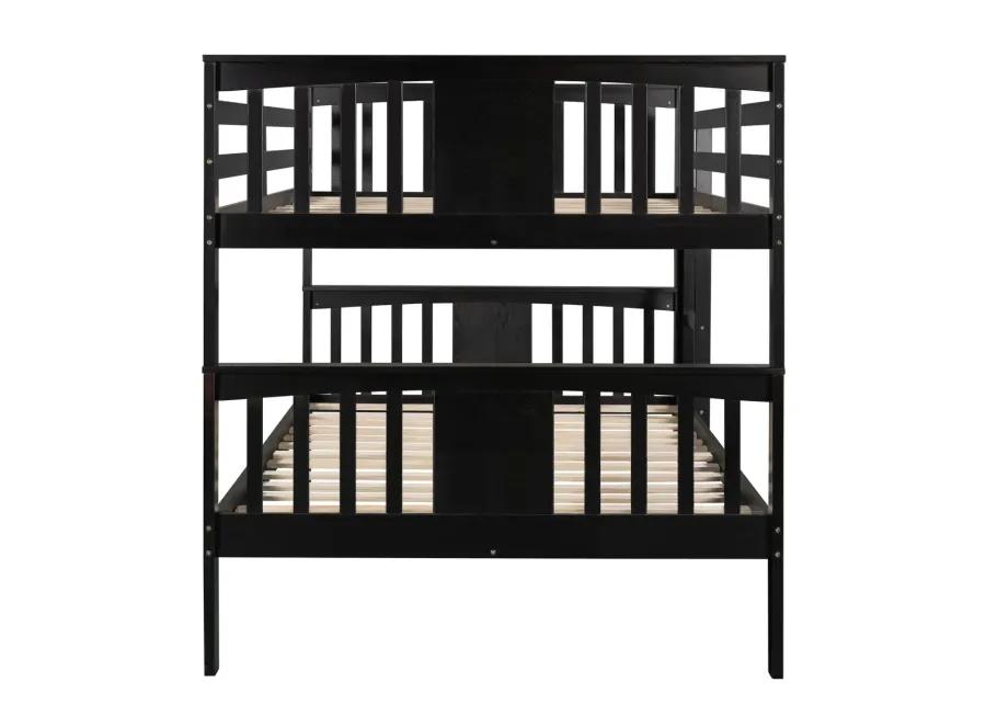 Full Over Full Bunk Bed With Ladder For Bedroom, Guest Room Furniture