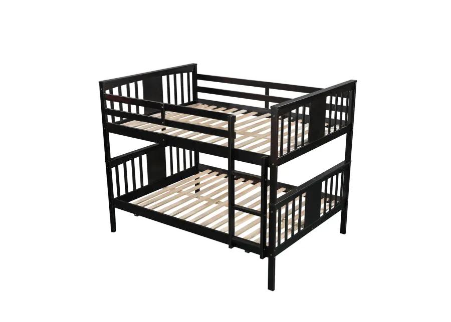 Full Over Full Bunk Bed With Ladder For Bedroom, Guest Room Furniture