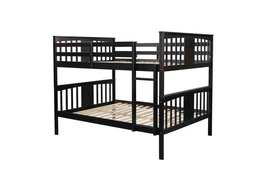 Full Over Full Bunk Bed With Ladder For Bedroom, Guest Room Furniture