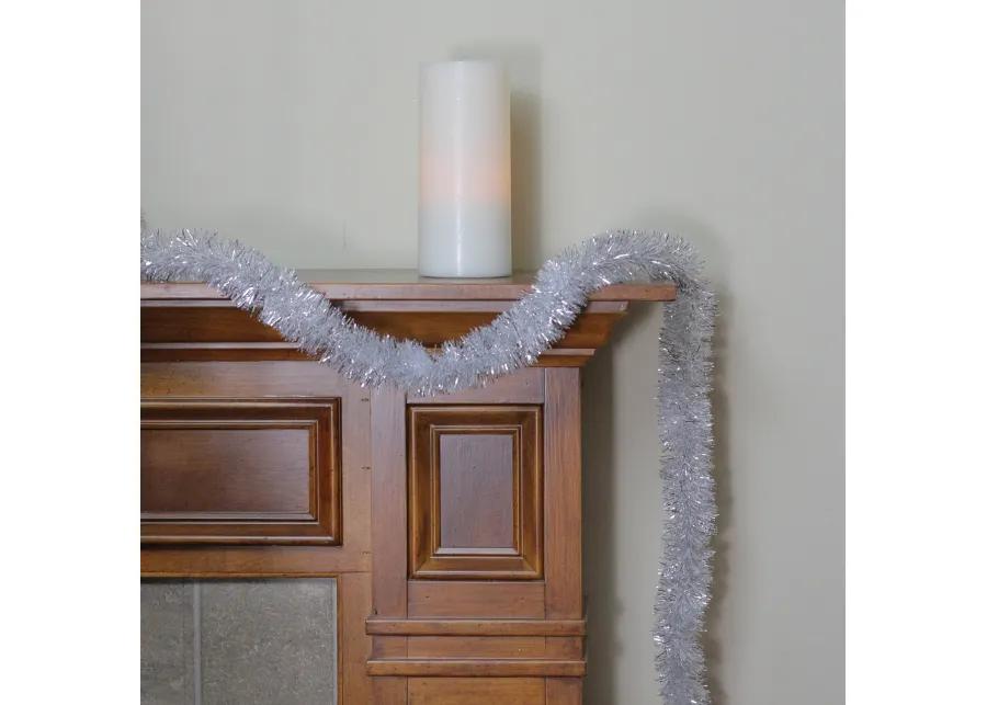 12' x 2.25" Shiny Silver Snowblush Christmas Garland - Unlit