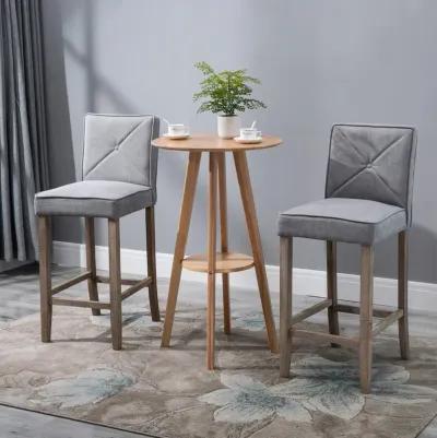 2 PCs Bar Stools Dining Chair w/ Footrest, Solid wood leg Home Pub,Beige