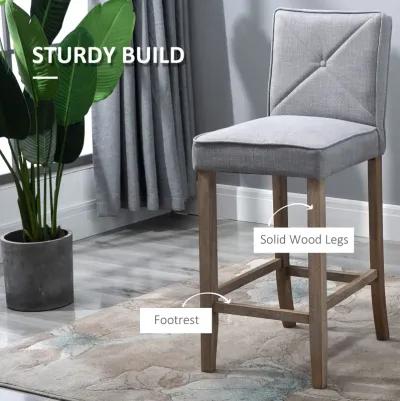 2 PCs Bar Stools Dining Chair w/ Footrest, Solid wood leg Home Pub,Beige