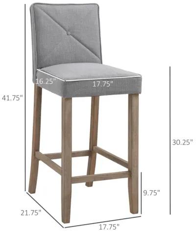 2 PCs Bar Stools Dining Chair w/ Footrest, Solid wood leg Home Pub,Beige