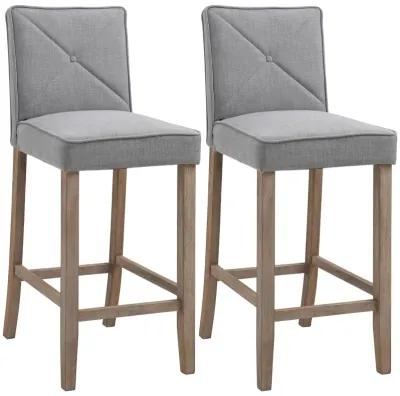 2 PCs Bar Stools Dining Chair w/ Footrest, Solid wood leg Home Pub,Beige