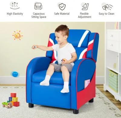 Kids Leather Recliner Chair with Side Pockets