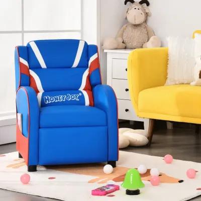 Kids Leather Recliner Chair with Side Pockets