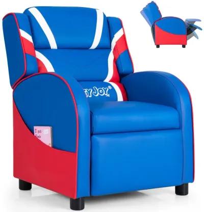 Kids Leather Recliner Chair with Side Pockets