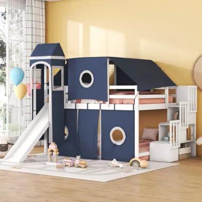 Merax Loft Bed with Tent and Tower