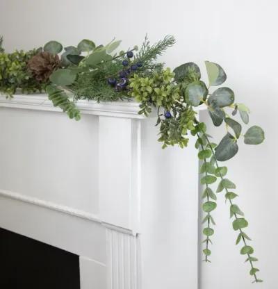 5ft Blueberry Eucalyptus Pine Artificial Christmas Garland - Unlit