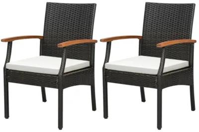 Hivvago Set of 2/4 Patio Dining Chair with Soft Zippered Cushion