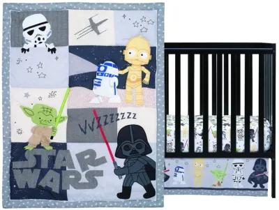 Lambs & Ivy Star Wars Classic 3-Piece Baby Crib Bedding Set - Yoda/Darth Vader