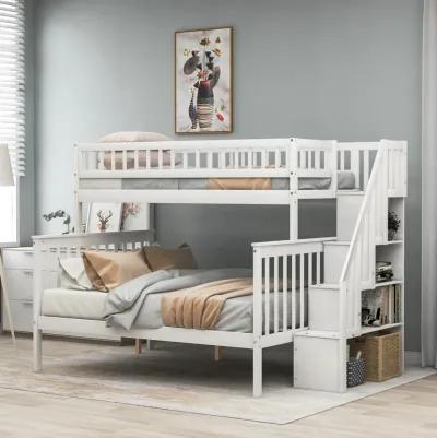 Twin Over Full Stairway Bunk Bed With Storage