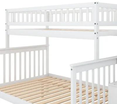 Twin Over Full Stairway Bunk Bed With Storage