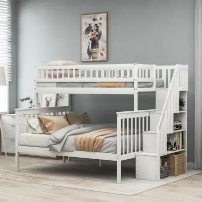 Twin Over Full Stairway Bunk Bed With Storage