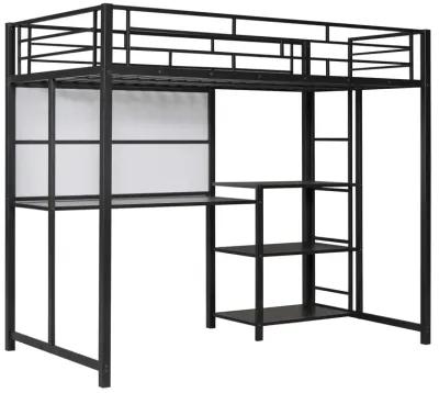 Merax Metal Loft Bed with Desk and Ladder