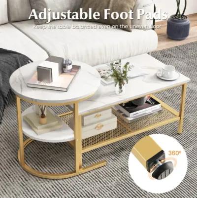 Hivvago Nesting Coffee Table with Extra Storage Shelf for Living Room