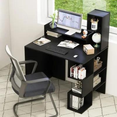 Hivvago Modern Computer Desk with Storage Bookshelf and Hutch for Home Office