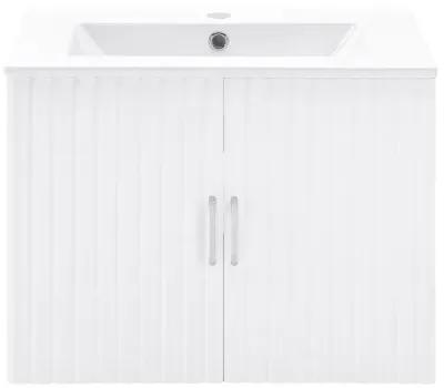 24" Floating Wall Mounted Bathroom Vanity With White Porcelain Sink And Soft Close Doors