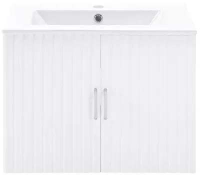 24" Floating Wall Mounted Bathroom Vanity With White Porcelain Sink And Soft Close Doors