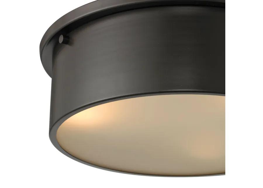 Simpson 14'' Wide 3-Light Bronze Flush Mount