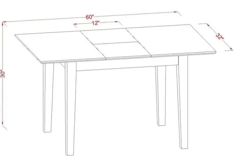 5 Piece Kitchen Table Set Contains a Rectangle Dining Table with Butterfly Leaf