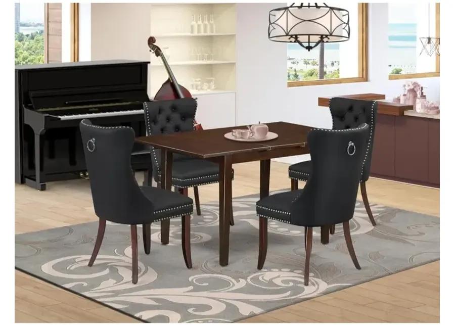 5 Piece Kitchen Table Set Contains a Rectangle Dining Table with Butterfly Leaf