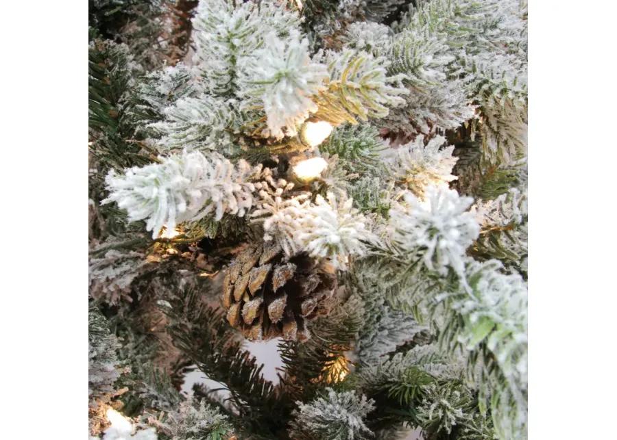 7.5' Pre-Lit Slim Flocked Colorado Spruce Artificial Christmas Tree - Clear Dura-Lit Lights