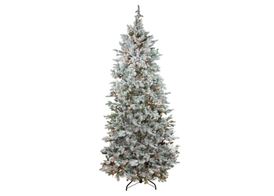 7.5' Pre-Lit Slim Flocked Colorado Spruce Artificial Christmas Tree - Clear Dura-Lit Lights