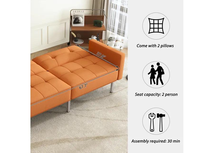 Merax Linen Upholstered Modern Convertible Folding Futon Sofa Bed for Compact Living Space