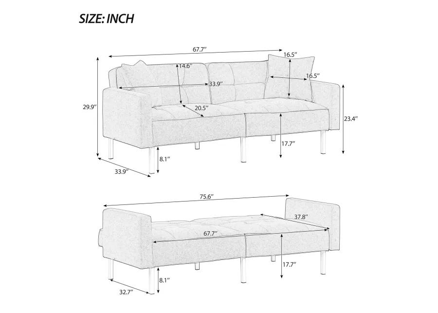 Merax Linen Upholstered Modern Convertible Folding Futon Sofa Bed for Compact Living Space