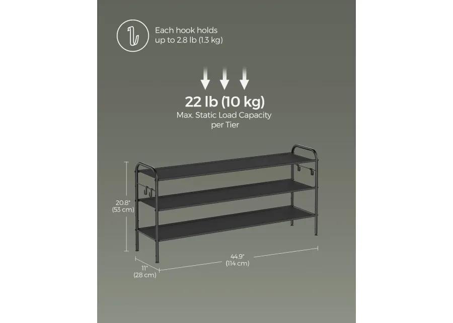 3-Tier Shoe Organizer Rack - Metal Storage Solution for Entryway and Closet