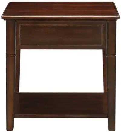 Homezia 24" Walnut Wood Rectangular End Table With Drawer And Shelf