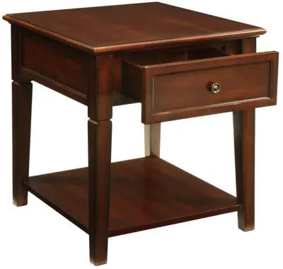 Homezia 24" Walnut Wood Rectangular End Table With Drawer And Shelf