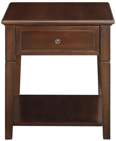 Homezia 24" Walnut Wood Rectangular End Table With Drawer And Shelf