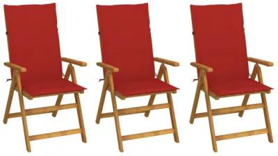 vidaXL Folding Garden Chairs 3 pcs with Cushions Solid Acacia Wood