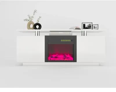 160cm High Gloss TV Cabinet TV Unit With Fireplace, Have Heat And Flame Color Changes