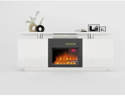 160cm High Gloss TV Cabinet TV Unit With Fireplace, Have Heat And Flame Color Changes