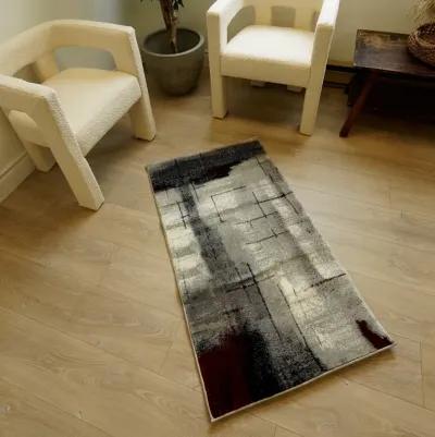 Montage Modern Abstract Grey Red Indoor Area Rug