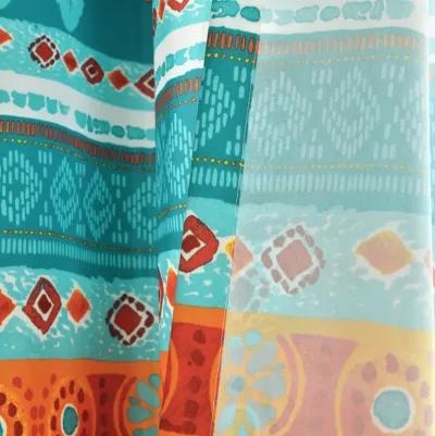 Boho Watercolor Border Window Curtain Panels Turquoise/Multi 52X84 Set