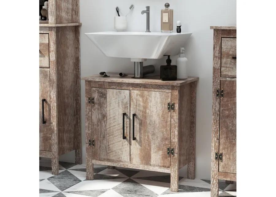 Reclaimed Wood Storage: Under-Sink Bathroom Cabinet with Double Doors