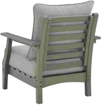 Outdoor Lounge Chair with Slatted Design and Cushions, Set of 2, Gray-Benzara